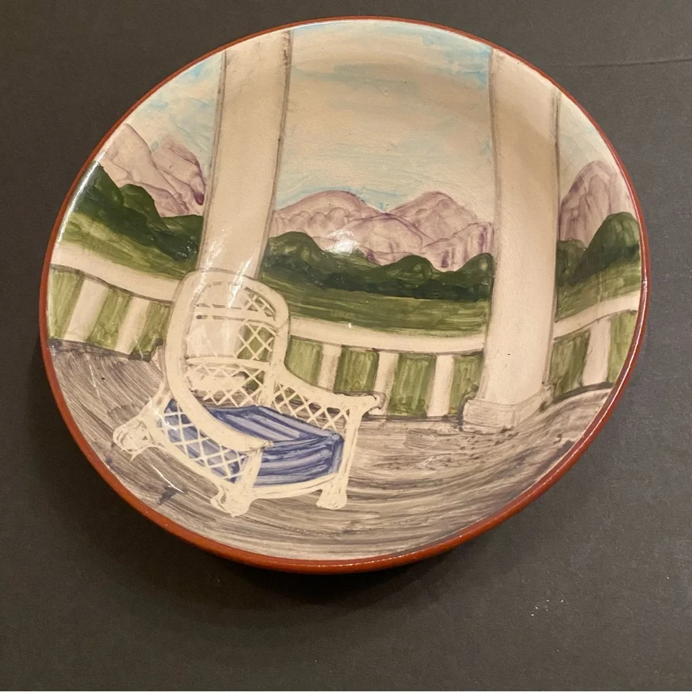 LIZ LAWRENCE STUDIO ART POTTERY TERRACOTTA BOWL HAND MADE MOUNTAIN PORCH HOME